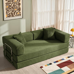 Foldable Sofa Bed 200cm Wide XXL Bed, Modular Floor Sofa, Corduroy Cloud Sofa With Metal Frame, 3-seater Guest Bed, Foldable, Non-slip, Washable ( 200cm (3-seater))
