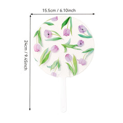 30pcs Elegant Floral Hand Fans, Craft with Plastic Handle, Pink Cherry Blossom And Green Leaves Design for Weddings, Music Festivals, Outdoor Events, Parties