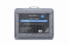 Luxury Washed Microfibre Seersucker Comforter Duvet Quilt – Soft & Lightweight All Season Bedding – White & Grey – Single, Double & King Size