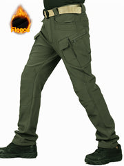 Lined Tactical Cargo Pants | Thickened, Fleece Multi-Pocket Design, Windproof, Stretch Fabric, Perfect for Winter Outdoor Activities, No Belt