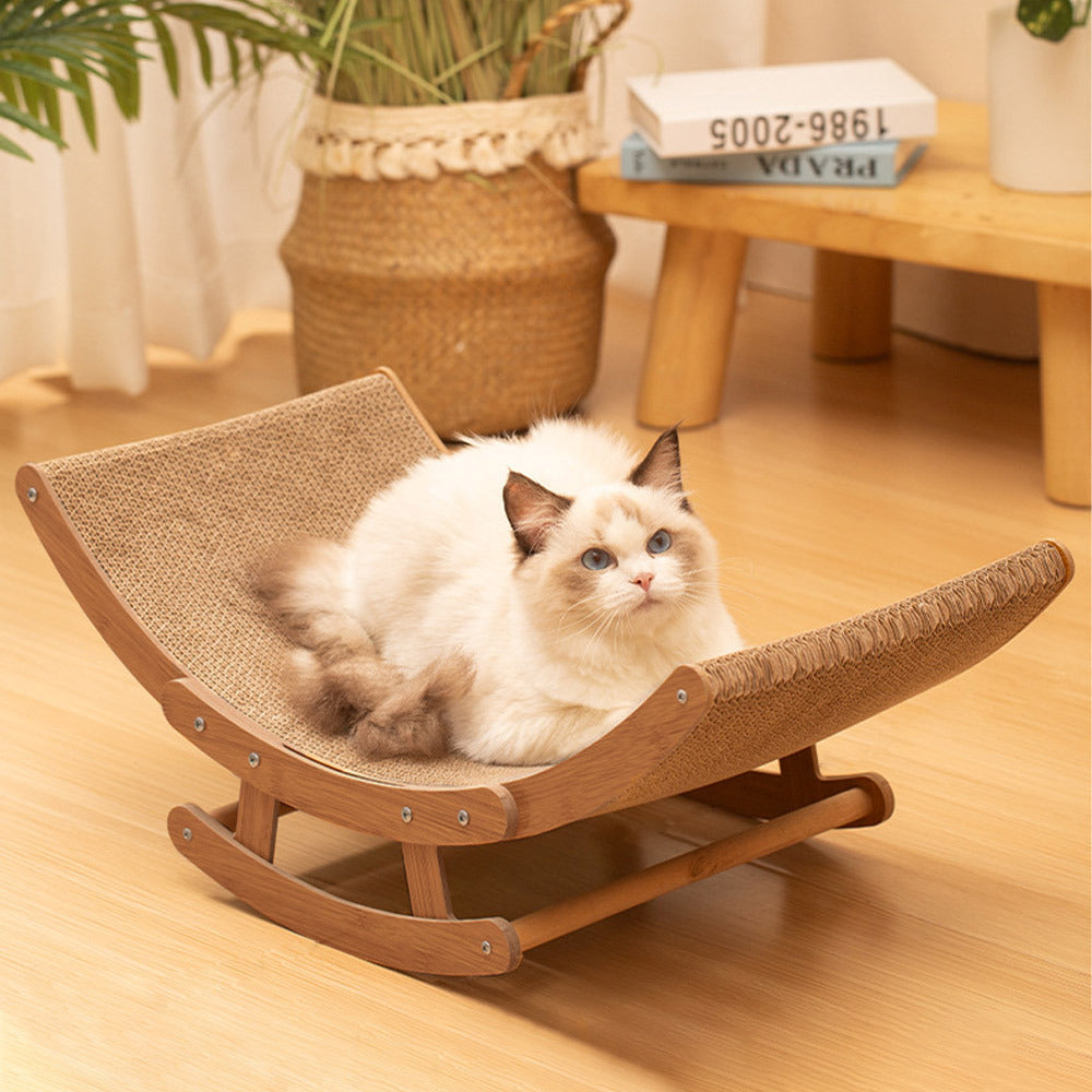 Cat Scratcher, Rocking Chair Cat Scratching Board, Cardboard Lounge Bed Cat Scratching Post, Durable Board Pads prevents Furniture Damage, Brown