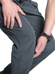 2pcs Men'S Tactical Cargo Pants, Multi-Pocket Casual Style, Elasticity Composite Fabric, Breathable, Suitable for Casual Outing, Hiking, Outdoor Sports, Worn by Middle-Aged And Elderly, Spring And Autumn Style (Belt Excluded)