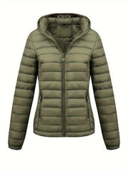 Women's Autumn/Winter Simple Lightweight Hooded Commuter Padded Coat with Pockets
