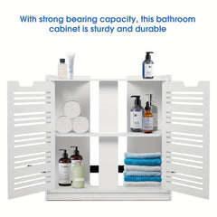 Under Sink Bathroom Cabinet, White Basin Cabinet, Bathroom Under Sink Bathroom Storage Units Freestanding, Wood Plastic Board Bathroom Storage Unit, 59.94X29.97X58.42cm