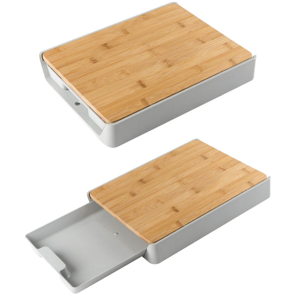 Taylor & Brown Kitchen Bamboo Chopping Board - Meal Prep Station with Pull Out Tray for Easy Food Prep, Storage & Clean Up - Wooden Non Slip Prep Deck – Serving Board