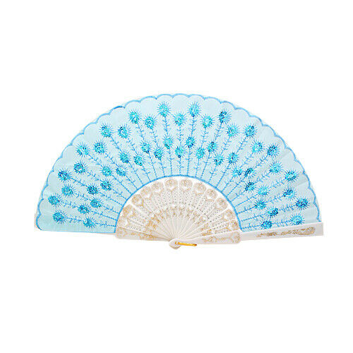 Spanish Lace Silk Folding Hand Held Dance Fan Flower Pattern for Party Wedding