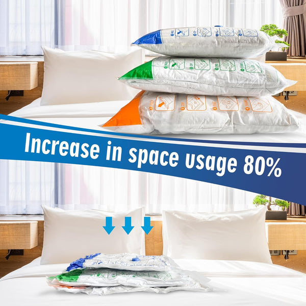 Storage Master Space Saver Bags for Travel and Home Reusable Vacuum Storage Bags save 80% More Storage Space Work with Vacuum Cleaner (9 Combo, No Pump Included)
