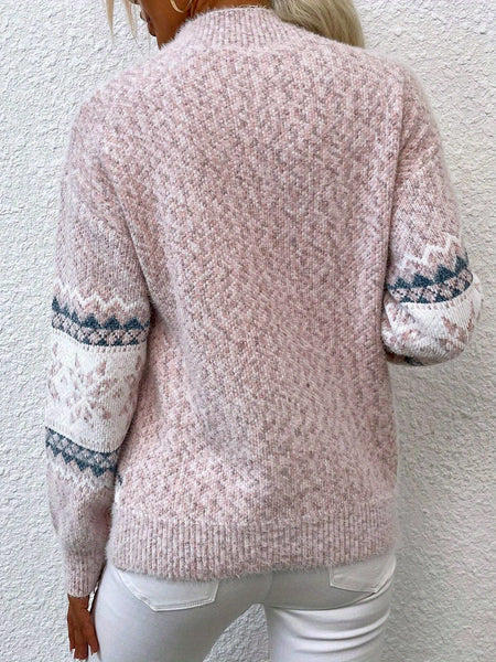 Women Sweater, New Arrival Autumn/ Winter, Style, Turtleneck, Snowflake Pattern, Chenille Pullover Casual Jacquard Sweater, Autumn and Winter Wear, Suitable for Back to, Work, Halloween, Christmas and Other Festivals, Comfortabl