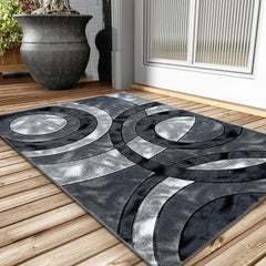 1pc Shaggy Rug – Retro Circle Pattern Dense-Pile Design – Super Soft, Non-Shed, Durable – Ideal for Bedroom, Living Room, Kitchen & Indoor Flooring