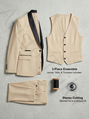 Men'S Suit Set, 3pcs Blazer, Vest And Trousers, Groomsman Business, Fashionable Elegant, Premium Men, Suitable for Wedding, Business, Party (With Pocket Square)