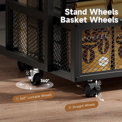 1pc Mini Fridge Stand with Storage, 50x50x42.3cm Mobile Refrigerator Stand with Lockable Wheels & Basket, Portable Cart for Kitchen Office - Perfect Home Upgrade