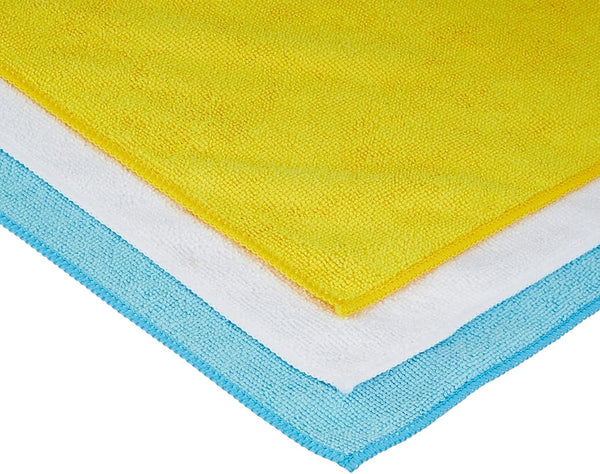 Amazon Basics Microfibre Cleaning Cloth, Pack of 24, Multi Colored, Blue, Orange & White, 40.5 Cm X 30.5 Cm