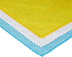 Amazon Basics Microfibre Cleaning Cloth, Pack of 24, Multi Colored, Blue, Orange & White, 40.5 Cm X 30.5 Cm