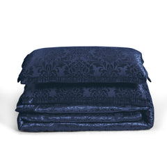3 Piece Velvet Quilted Bedspread Set Jacquard Damask Bed Cover with Pillow Shams | Luxury Soft Polyester Bedspread for Double King Super King Beds | Modern Elegant Bedroom Bedding Set