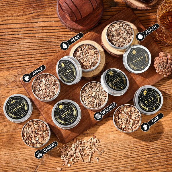 Whiskey Smoker Kit with Torch - 6 Flavors Wood Chips, 2 Glasses, 2 Ice Ball Molds - Cocktail Smoker Infuser Kit, Old Fashioned Drink Smoker Kit, Birthday Bourbon Gifts for Men,Dad(No Butane)