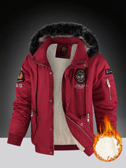 Men's winter lined hooded jacket - a warm and thick outdoor jacket suitable for hiking, hiking, and casual wear