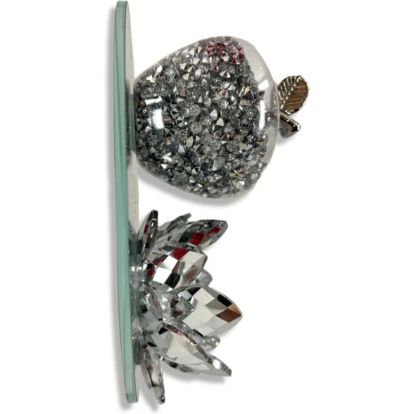 Amazing Gift Silver Sparkle Glass Ornament Bling Crushed Diamond Crystal Filled Apple Shape Tealight Candle Holder