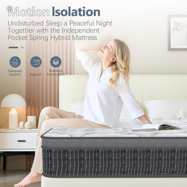 King Size Mattress (150x200x28cm/135x190x28cm) 2000+ Pocket Springs & Gel Memory Foam 7-Zone Ortho Support Reinforced Reduction Medium Firm Fits King Size Bedding 45cm Rolled Box (Christmas, Halloween Valentine's Day gifts), 200-Night Trial Christmas gift