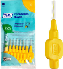 Tepe Interdental Brush, Original, Yellow, 0.7Mm/Iso 4, 8Pcs, Efficient Cleaning between Teeth, Plaque Remover and Dental Flosser for Small Gaps