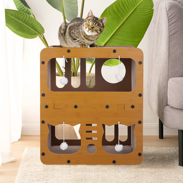 Cardboard Cat Scratchers, Cat Scratching Board, Double Layer Cat Scratch Box, Cat Hideaway, Corrugated Cat Toy Box for Indoor, for Indoor Cats & Small Animals 45*28*51cm