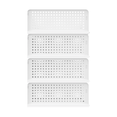 Set of 4 Stackable Foldable Wardrobe Storage Box Organizer, Plastic White Wardrobe Shelves Closet Organiser Box, Pull Out Like a Drawer, Suitable for Home, Bedroom, Kitchen (Easy Open and Folding)
