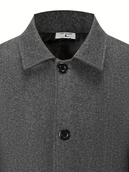2025 American Style New Men'S Everyday Casual Classic Versatile Solid Color Side Double Pocket Easy Design Handsome Dad Wrinkle-Resistant Non-Iron Single-Breasted Light Luxury Trench Coat