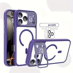 Phone Case: Magnetic Foldable Invisible Bracket Phone Case with Lens Protection Film for iPhone 17 16 15 14 13 12 11 Pro Max 17Air Wireless Charging Cover Fall Resistant Protective Case