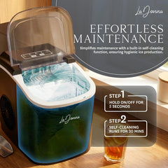 Stainless Steel/Black Ice Maker Machine - Fast Ice, Dual Size Self Cleaning Portable Ice Maker