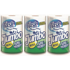 Task Kitchen Towel Super Absorbent Jumbo Rolls – 3X Jumbo Rolls – Ideal for Spills, Cleaning Windows and Messes All Around – All Purpose - Jumbo Size for Extra Use, White