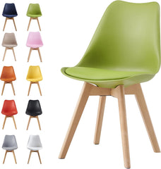 mcc direct 1Pcs Dining Chair Wooden Legs Soft Cushion Pad Stylish DELUXE Retro Lounge Dining Office EVA