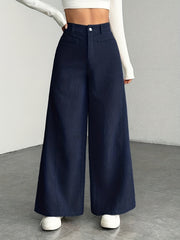 New 2pcs Set Women'S Comfortable, Stylish, Elegant High-Waisted Cargo Wide-Leg Pants