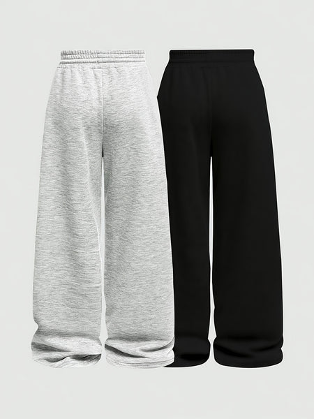 Two-Pack Casual Pants for Women: Simple Front-Tie Loose Fit Wide-Leg Trousers, Perfect for Spring, Summer, and Fall - Everyday Comfortable Wear