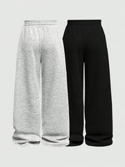 Two-Pack Casual Pants for Women: Simple Front-Tie Loose Fit Wide-Leg Trousers, Perfect for Spring, Summer, and Fall - Everyday Comfortable Wear