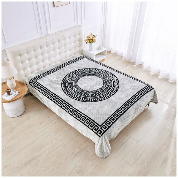 4B - Apollo Greek Throws - Greek Key Pattern Throw Blanket – Soft, Lightweight & Decorative Sofa Throw – Elegant Design for Bedroom, Couch & Living Room Decor