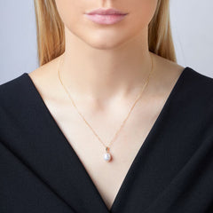 9Mm Cultured Freshwater White Pearl Pendant, 18Ct Yellow Gold