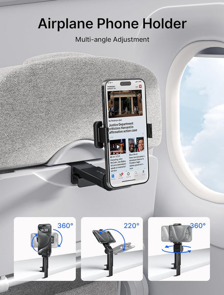 JSAUX Airplane Travel Essentials, Airplane Phone Holder, 360 Degree Rotation Phone Holder, Travel Accessories for Flying, Hands Free for Plane Flying