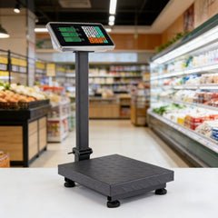 100kg deep gray high-precision electronic platform scale, iron material platform scale, 30 * 40cm tabletop, 50g division value, storage of 5 unit prices and 99 accumulations, supermarket and vegetable market logistics weighing, commercial scale.