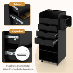 GOFLAME Rolling Storage Cart, Mobile Storage Cabinet with 3 Drawers, 2 Open Shelves, 2 Dowel Rods, Craft Utility Cart for Home, Office, Kitchen, Bathroom