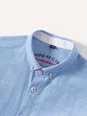 Linen Men'S Casual Shirt Long Sleeve Linen Solid Color Breathable Fashion Men'S Top Blouse Retro Open Front with Pockets