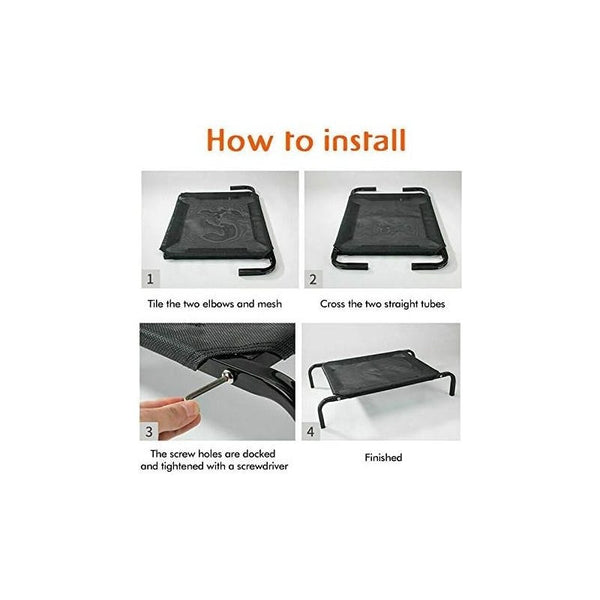 Metal Frame Elevated Dog Bed Portable Raised Pet Cot with Washable Mesh No-Slip Rubber Feet for Indoor & Outdoor Use, Small/Medium/Large to choose