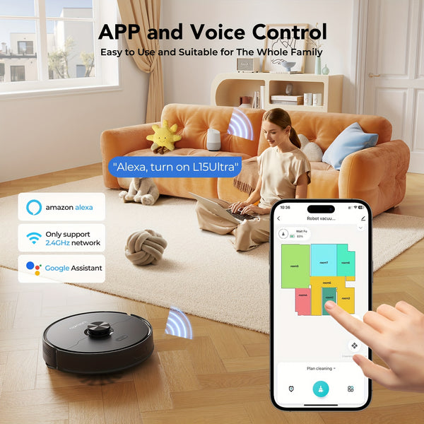 3-in-1 Robot Vacuum and Mop | 6000Pa Strong Suction, 3.0L Dust Bag, 70-Day Self-Emptying, 360° PSD Obstacle Avoidance, Multi-Floor Mapping, WiFi/Alexa/APP Control, L15MAX, Lubluelu Brand
