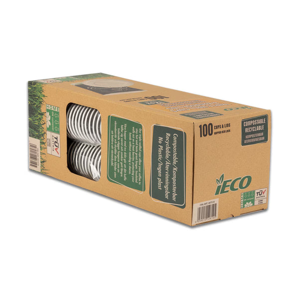 Ieco Recyclable Triple Wall Hot Cups & Lids, 12Oz, 100 Pack