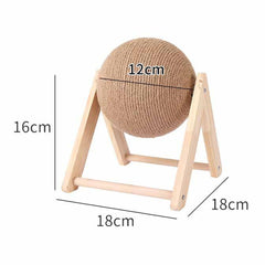 Sisal Ball Cat Scratching Board, Cat Hole Design, Triangular Support Board, Wear-Resistant Cat Scratching Ball Can Be Rotated, Cat Scratching Ball,Relief of Boredom Toys, Natural Wood