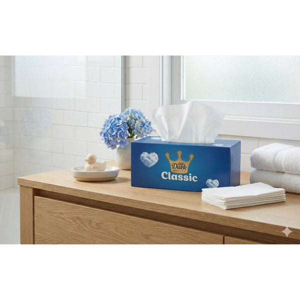 Little Duck Classic: Luxury Facial Tissue - 24 Box Bulk Case Pure 2-Ply Softness | Made in the UK | 90 Sheets per Box