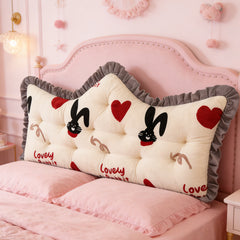 Luxurious Headboard Backrest Cushion with Ruffle Trim - Love Rabbit, Large Backrest Pillow, Princess-style Crown-Shaped Reading Cushion, Perfect for Bedroom/Sofa/Chair/Home Decor