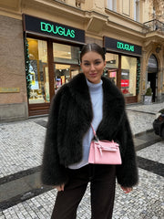 Faux Winter Warm Fashion Plush Top Short Coat for Women