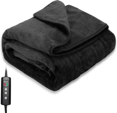 PROALLER Heated Blanket Electric Throw 160X130Cm, 10 Levels &1-9H Timer Auto-Off, Machine Washable, Soft Flannel Sherpa Full Body Warming, Sofa Bed Office Use, Heating Blanket -