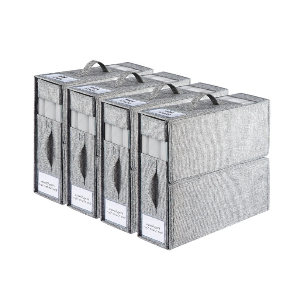Foldable bed sheet storage box, wardrobe storage box with handle and window, suitable for storing bed sheets, blankets, towels