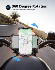Glangeh Bike Phone Holder, [Secure Lock] 8S Quick Install Anti-Fall Motorbike Phone Holder, 360° Rotating Bike Phone Mount for 4.7”-6.8” Mobile Phones, Cycling Bikes Stand Fits Mountain/Scooter/Dirt