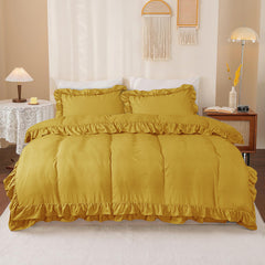 3-Piece Ruffle Frilled Duvet Cover Set – Soft, Comfortable Bedding with Pillowcases, Button Closure, Elegant Layered Design